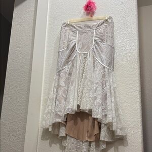 Bebe White Lace High-Low Skirt